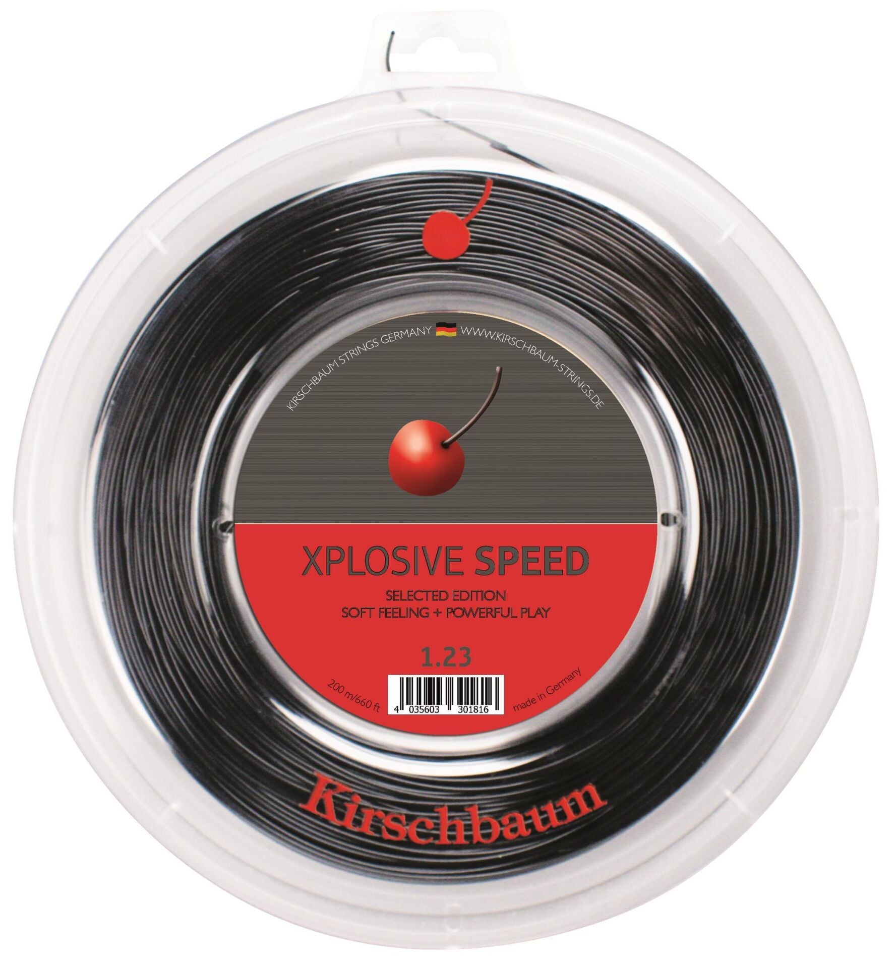Kirschbaum 200 M  Reel Xplosive Speed 1,23 Siyah Tenis Rulo Kordaj