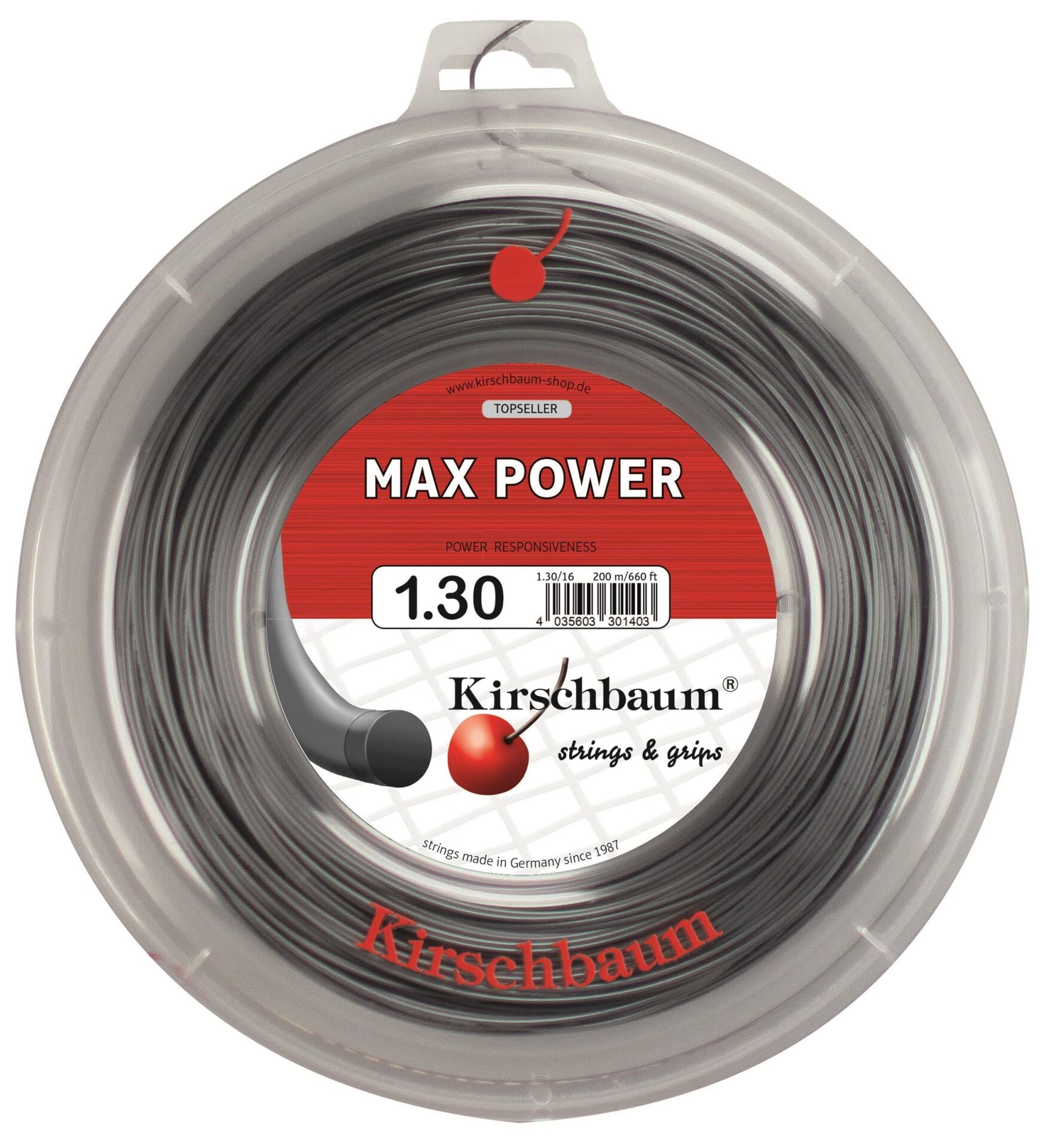 Kirschbaum  200M  Reel Max Power 1,30  Antsrasit Tenis Rulo Kordaj