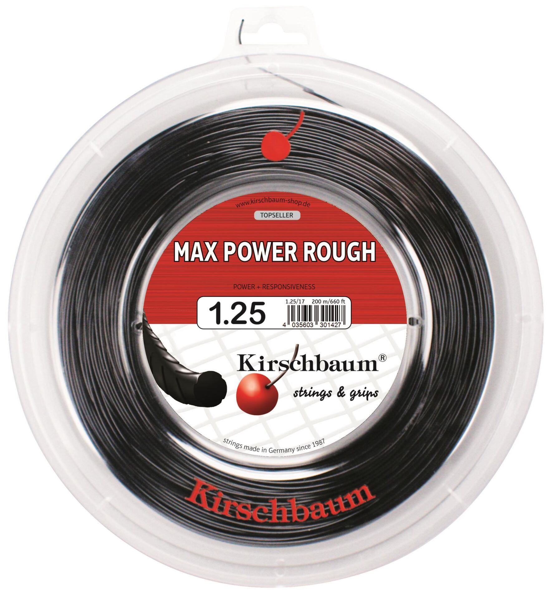 Kirschbaum  200M  Reel Max Power Rough 1,25  Antrasit Tenis Rulo Kordaj