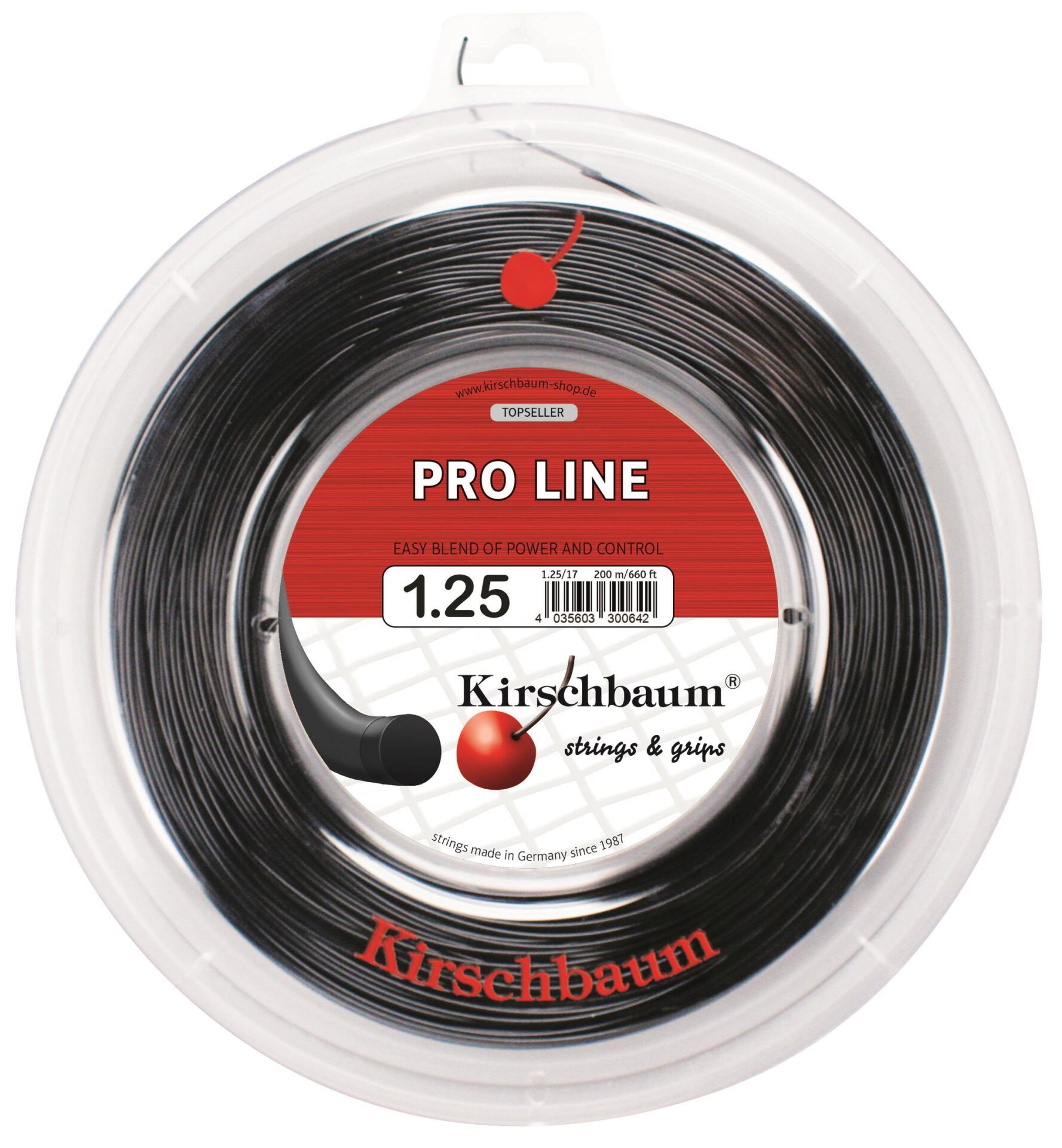 Kirschbaum 200M Reel Pro Line 1,25 Siyah Tenis Rulo Kordaj