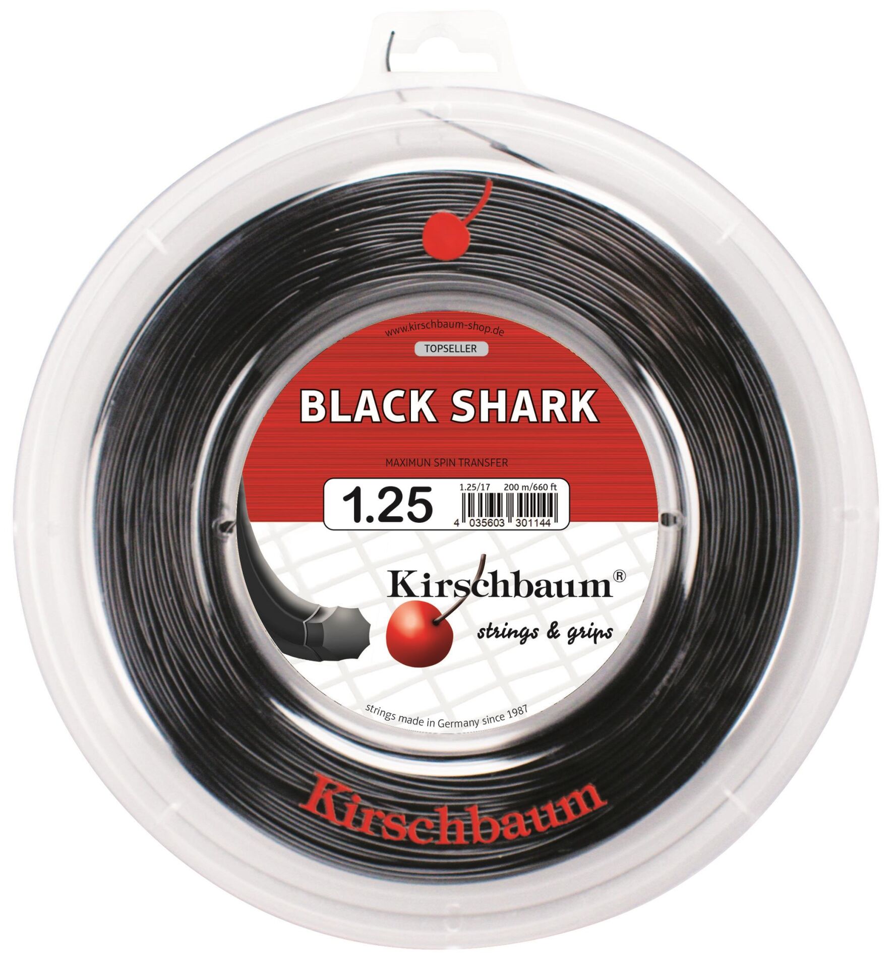 Kirschbaum 200M Reel Black Shark 1,25 Tenis Rulo Kordaj