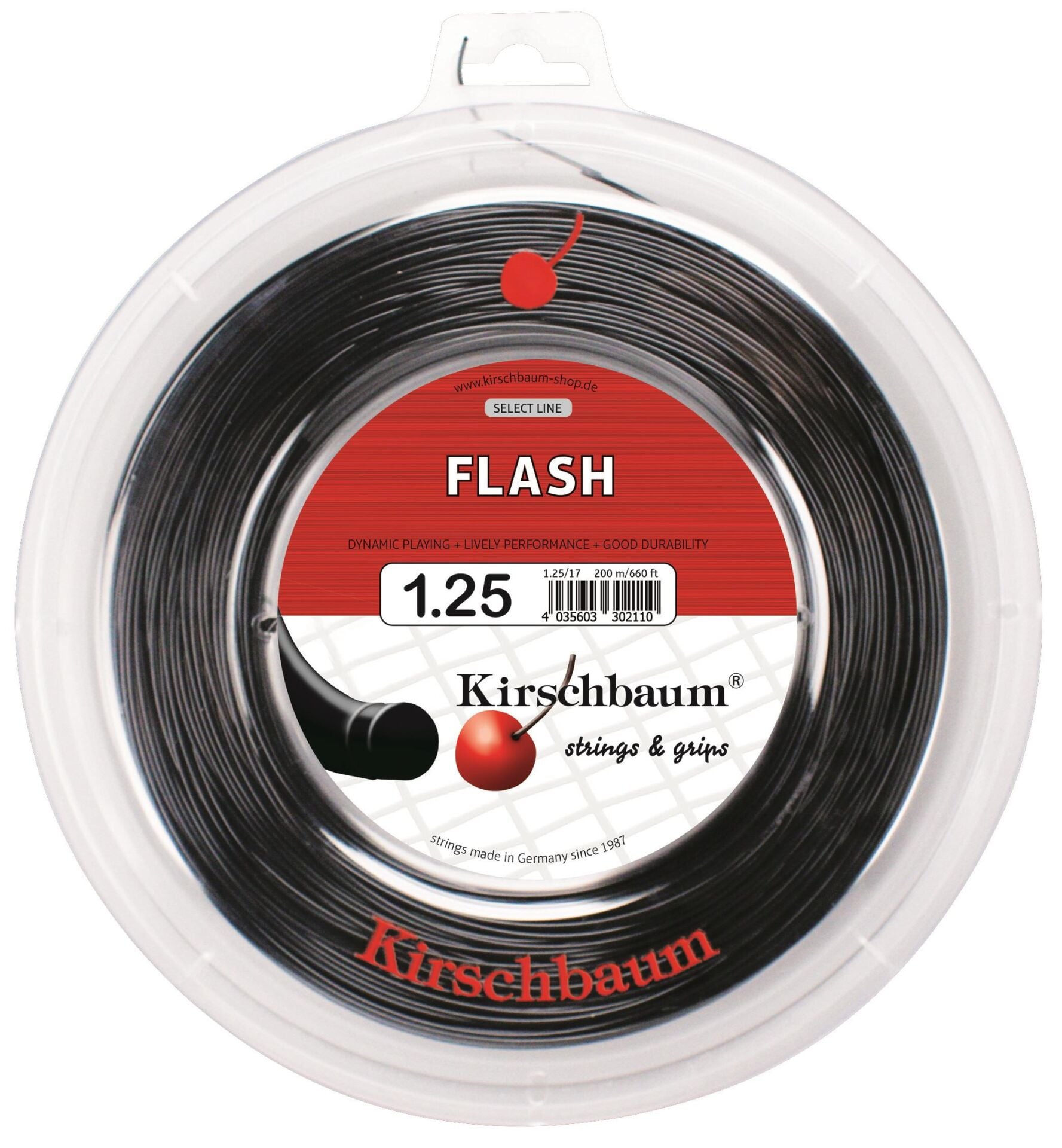 Kirschbaum 200M Reel Flash 1,25 Siyah Tenis Rulo Kordaj