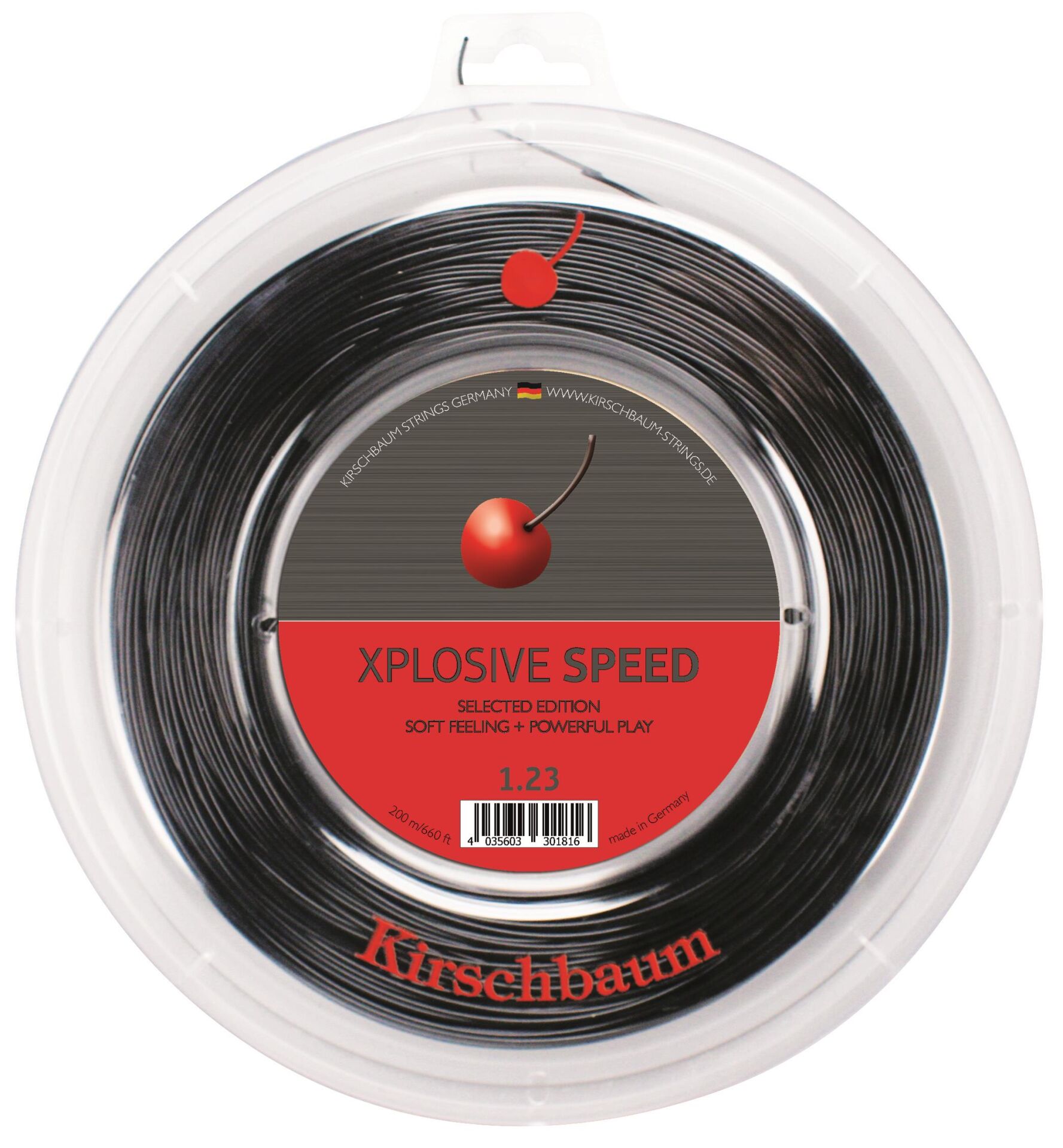Kirschbaum 200 M  Reel Xplosive Speed 1,23 Siyah Tenis Rulo Kordaj